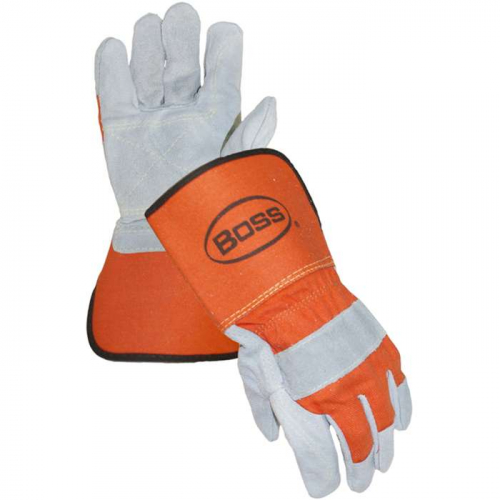 PIP 1JL2394M, Boss®, Superior Grade Split Cowhide Leather Double Palm Glove with Canvas Back and Ar